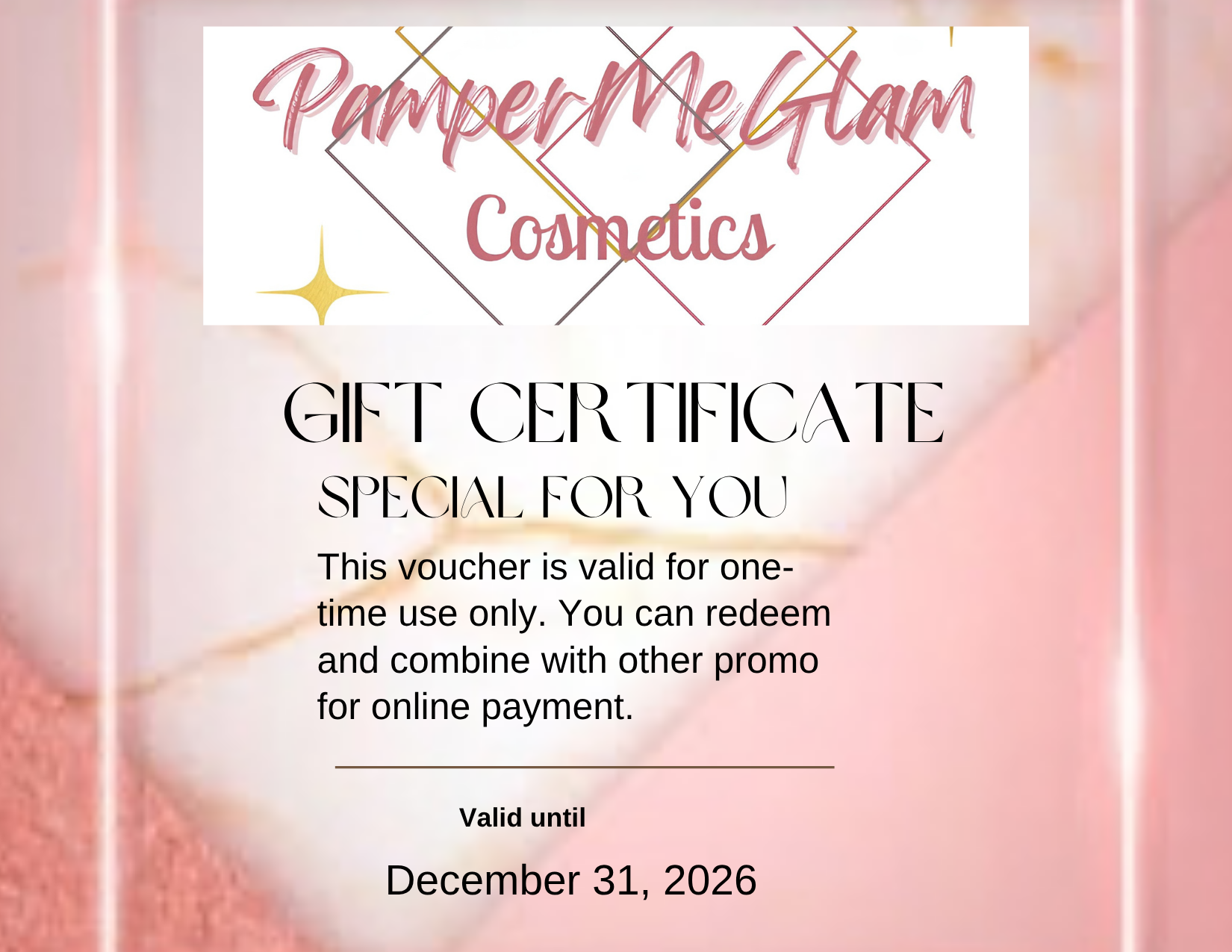 PamperMeGlam Gift Certificate